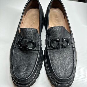 Ferragamo Black Leather Loafers
